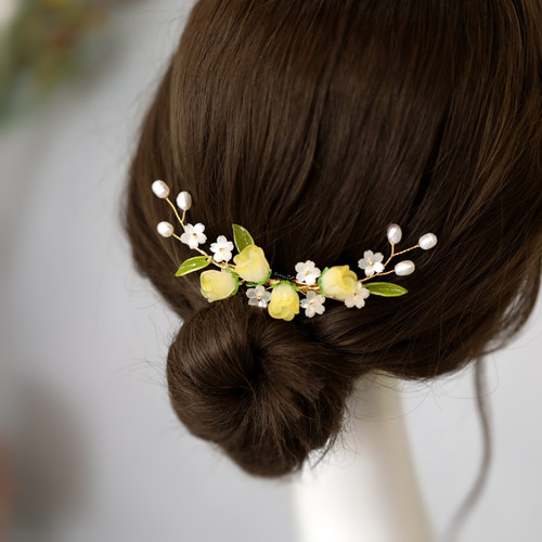 超仙花朵古风汉服头饰软簪盘发