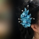 古风花朵盘发头饰国风清汉女蓝色发夹秀禾汉服配饰后脑勺夹子发饰