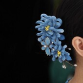 清汉女头饰唐风菊花蝴蝶发夹侧边发饰古风旗袍秀禾夹子配饰中国风