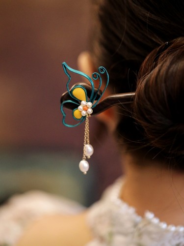 古典中国风盘扣蝴蝶簪子女古风