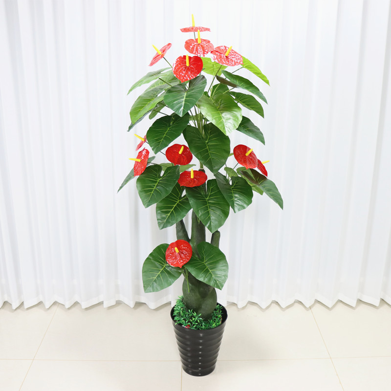 假树红掌仿真花假花盆栽落地大绿植客厅室内花装饰仿真植物塑料花