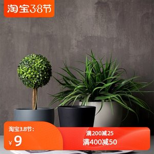 北欧风格简约现代陶瓷花盆ins黑白色亚光带托盘花卉绿植客厅桌面