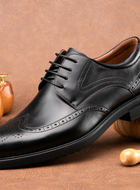 金利来男鞋真皮布洛克雕花大码皮鞋男士英伦系带商务正装鞋子