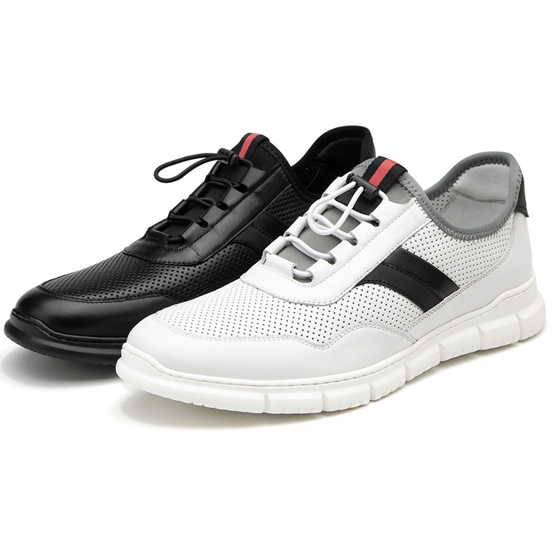 金利来男鞋夏季新款圆头镂空透气青春潮流白软真皮休闲凉鞋子