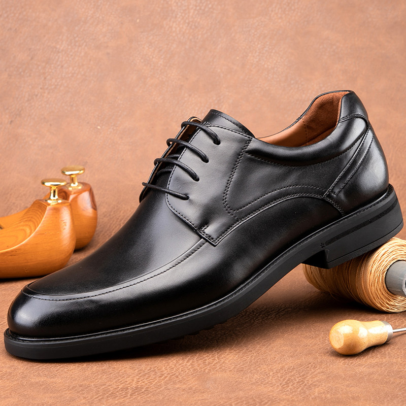 金利来男鞋秋季新款商务正装系带皮鞋男士真皮圆头透气大码鞋