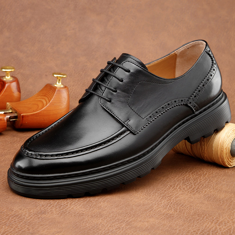 金利来男鞋圆头厚底增高系带软真皮商务休闲时尚潮流男士皮鞋正品