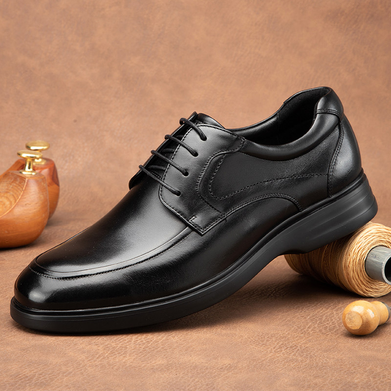 金利来男鞋秋季新款系带真皮圆头厚底休闲商务皮鞋男士正品潮