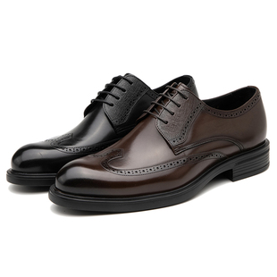 金利来男鞋正品秋时尚系带英伦商务正装雕花布洛克真皮鞋防滑