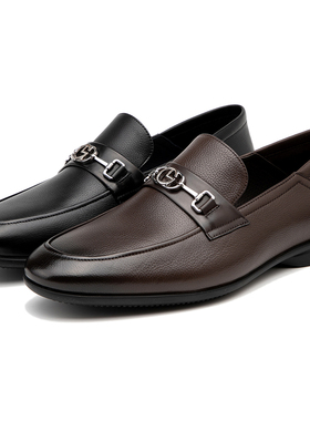 金利来男鞋春新款摔纹真皮软面套脚踩跟懒人鞋商务休闲皮鞋男