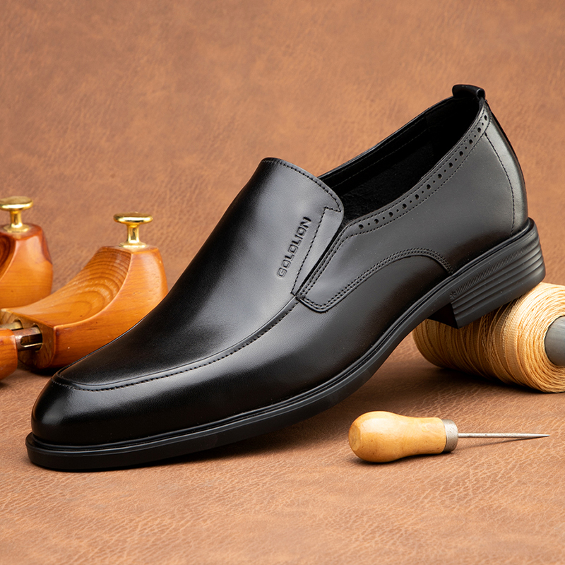 金利来男鞋圆头透气一脚蹬真皮软面商务正装英伦男士皮鞋男正品