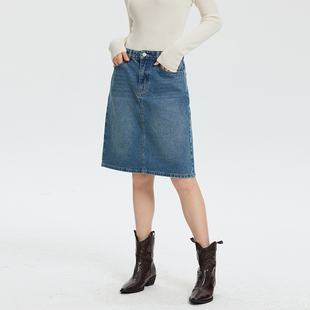 APPENDAGE复古A字裙水洗牛仔半身裙女2025夏季新品百搭五分裙短裙