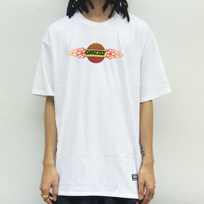 GRIZZLY FLAME字体 纯棉短袖TEE 美国进口现货