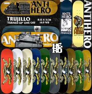 HERO 美国滑板板面 字体LOGO 美国进口现货 ANTI 多尺寸板面 包砂