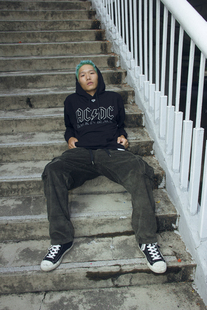 合作限量款 back DIAMOND 纯棉套头卫衣 ACDC black 进口现货