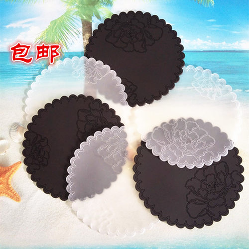 包邮创意花朵杯垫圆形硅胶防滑