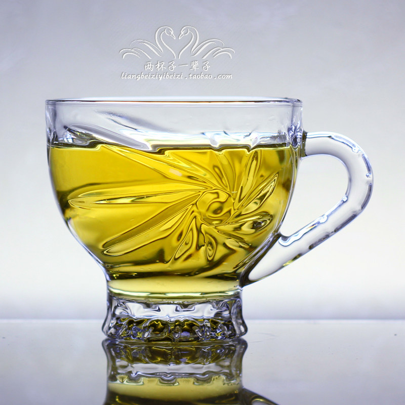 买一送一包邮出口无铅家用水晶玻璃把杯 花茶杯 绿茶 咖啡杯zakka