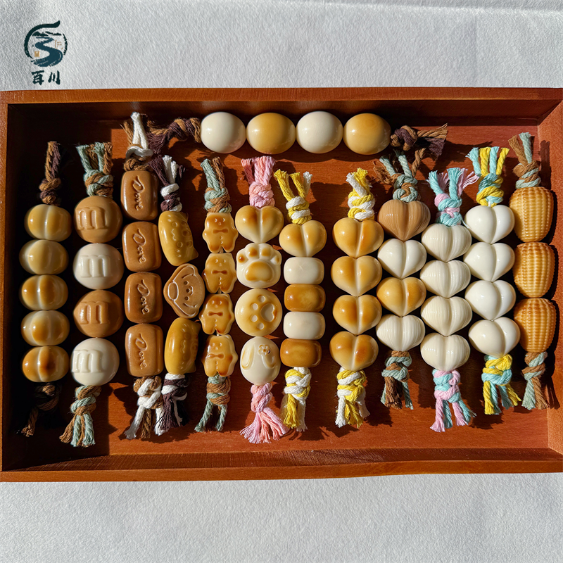 原创天然象牙果糖葫芦手把件好看女生diy 饰品文玩手持手捻时尚串