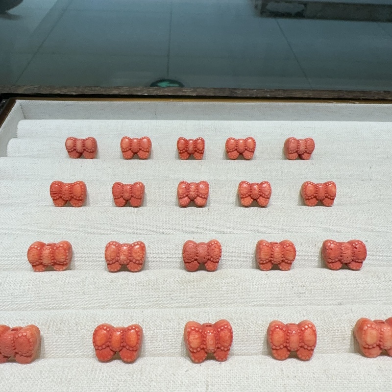 根付粉色蝴蝶结diy配件手工编织手绳项链文玩佛珠时尚配饰品隔珠