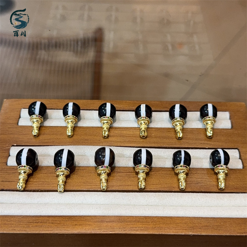 一线天珠三通搭配纯铜塔头diy手工编织配件手绳挂件文玩串珠配饰