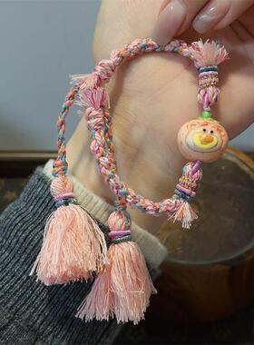 鹿角根付草莓熊 手编绳diy配件文玩佛珠手串时尚配饰隔珠串珠饰品