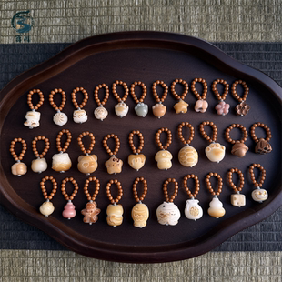 手工编织菩提根桃木小提溜diy配件手工编织文玩佛珠手串珠隔珠