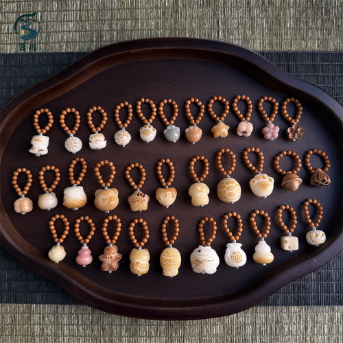 手工编织菩提根桃木佛珠隔珠