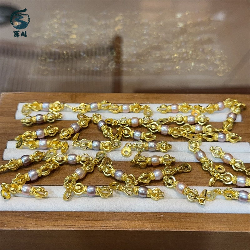 纯铜镶嵌天然珍珠金刚杵 diy手工编织配件挂件文玩串珠配饰品隔珠