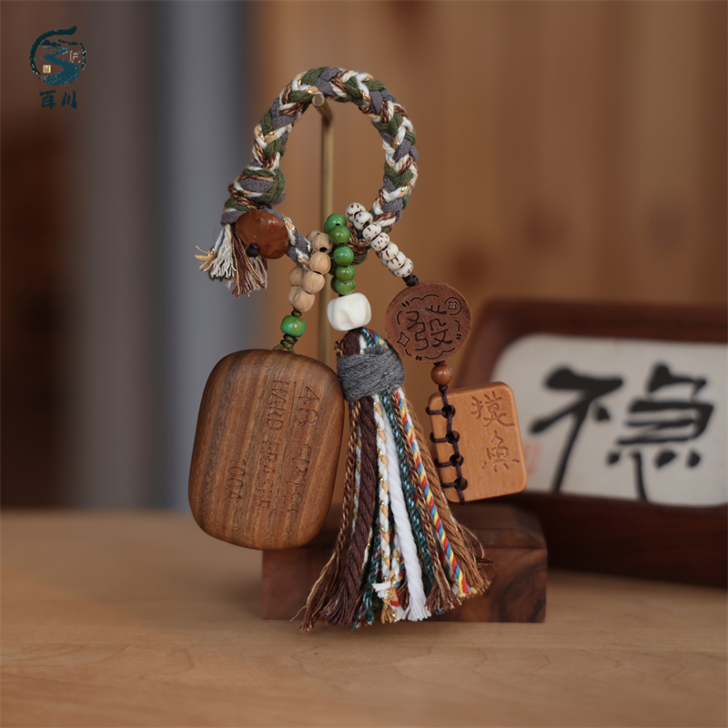 绿檀橡皮搭配芭比檀摸鱼牌桃木发字牌diy配件手工编织手绳饰品
