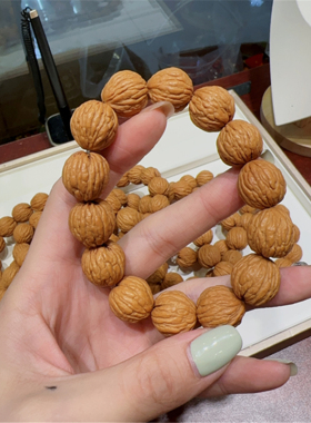 猴头核桃手串 野生天然无修凤羽原籽单圈文玩佛珠手链diy原创木质