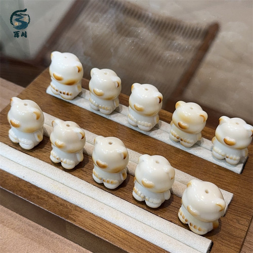 炭烤象牙果背包熊文玩隔珠配件