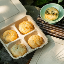 【现烤月饼】龙华素斋现烤酥皮月饼苔条椒盐果仁豆沙4只/盒顺丰
