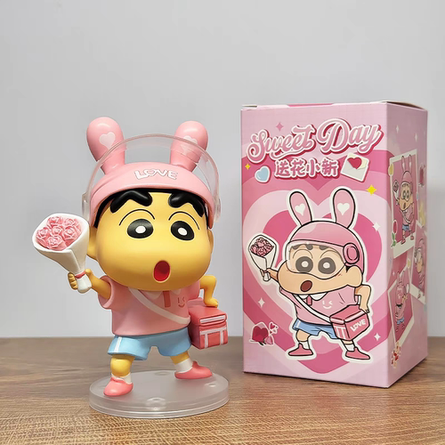 蜡笔小新蜡笔小新送花外卖小新cos动漫潮玩手办桌面摆件礼物