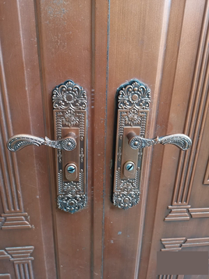 防盗门锁面板把手大门锁双开门红古铜色双开门把手青古铜拉手