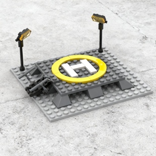 KTmocs高砖零件 直升机停机坪  益智拼搭微颗粒积木组装模型MOC