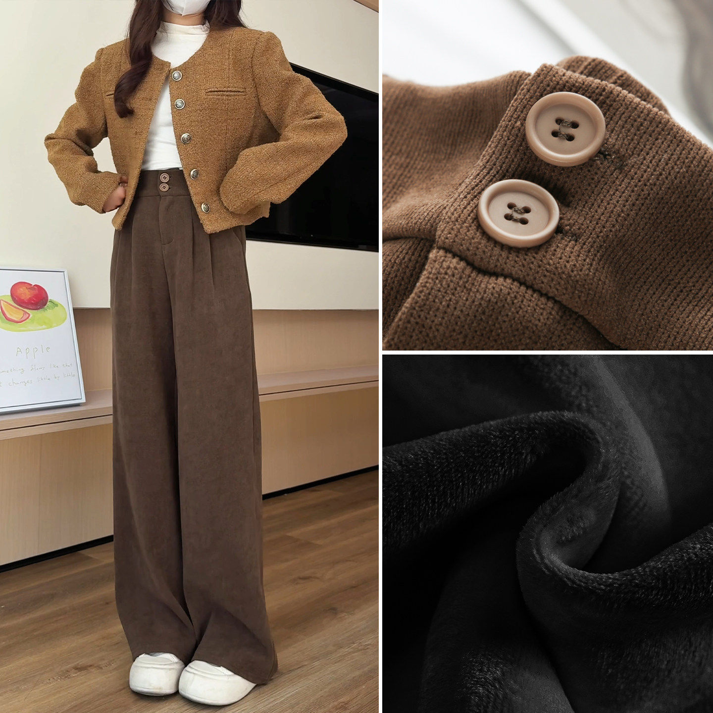 美拉德咖色西装裤子女秋冬季加绒加厚窄版直筒小个子灯芯绒阔腿裤,女装/女士精品,休闲裤,淘宝优惠券,粉丝福利购,淘宝优惠卷