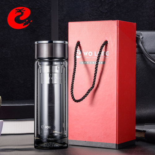 加厚喝水杯卧龙高硼硅玻璃礼盒装