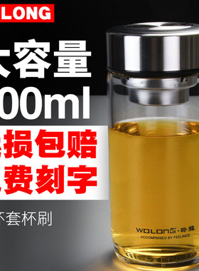 卧龙单层玻璃杯加厚男大容量500ml车载钢化防摔泡茶杯水杯子家用