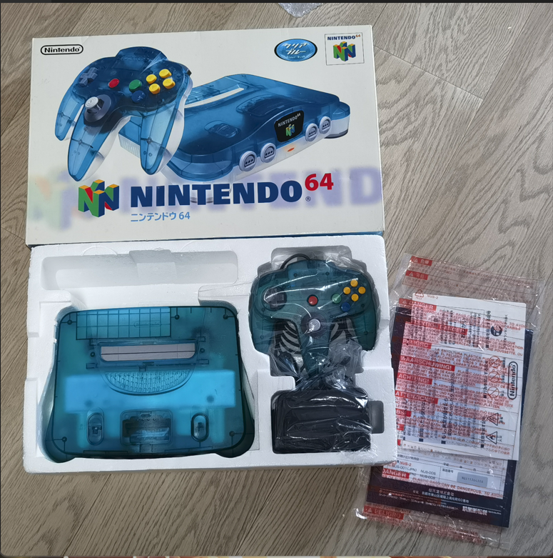 美品 任天堂原装日版 蓝透明色 限定版 N64 主机 游戏机 对号