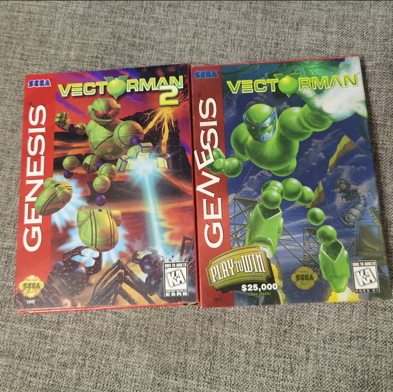 美品 世嘉MD主机 粒子战士 原装正版游戏卡带 1+2打包