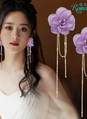 远方情新款花仙子闪钻流苏耳环潮925银针长款高级感气质耳饰E1128