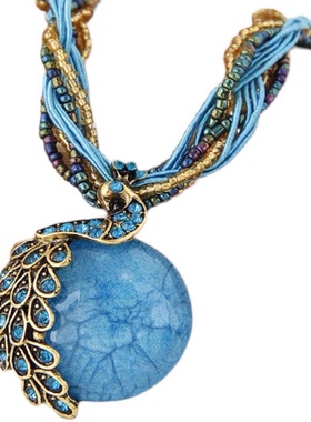 纯手工波西米亚风格孔雀米珠宝石