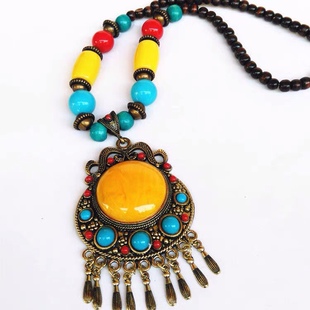 西藏拉萨青海湖旅拍发链饰品藏饰民族风度假写真发饰项链两用配饰