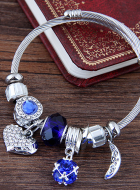 B0408欧美时尚 金属百搭月亮潘DL简洁个性多元素配饰个性手镯