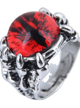 欧美风金属恶魔之眼爪子开口戒指