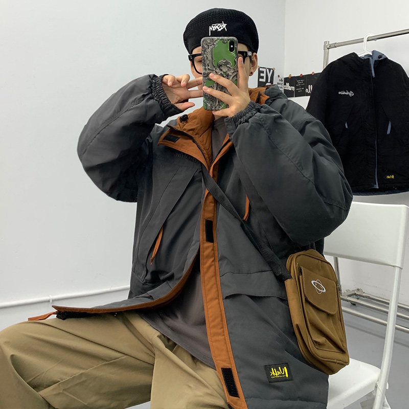 港风工装棉衣男加厚冬季棉服外套连帽拼接棉袄SY03,男装棉衣,星座810(原QT5070)