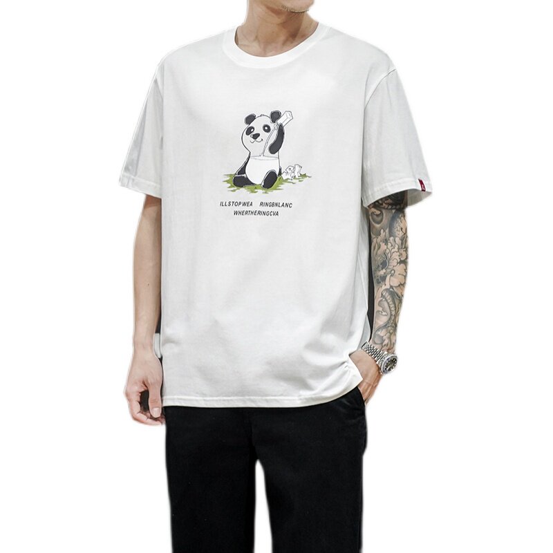 2021夏季短袖T恤男熊猫印花圆领半袖T2006,男装T恤,星座810(原QT5070)