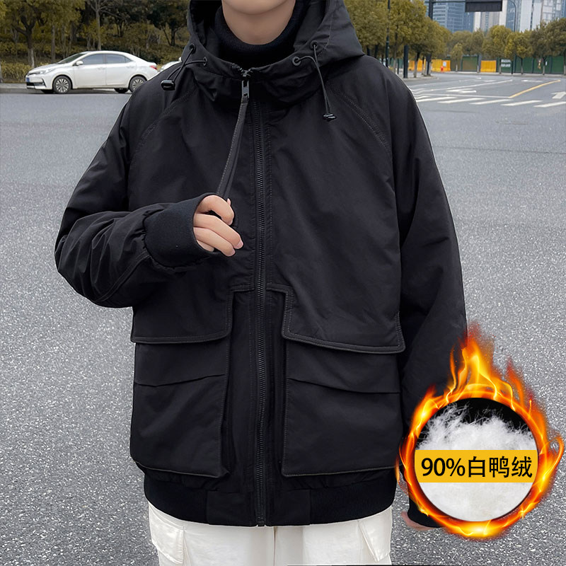 2021冬港风多口袋外套上衣男休闲工装连帽羽绒服YR7335,男装羽绒服,星座810(原QT5070)