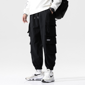 2021秋新款多口袋刺绣工装裤男休闲大码九分束脚裤 K56-P60控78图片