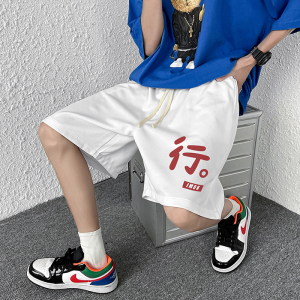 2022夏季印花短裤潮男港风五分裤休闲裤宽松篮球裤D图片