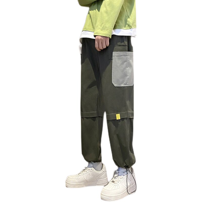 2021春季新款工装裤港风多口袋刺绣抽绳男9分裤子K57-P55控78,男装休闲裤,星座810(原QT5070)